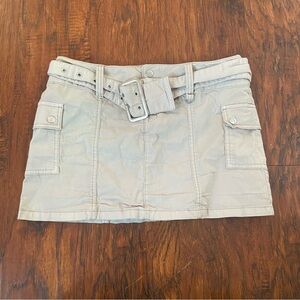 Garage cream khaki belted mini skirt